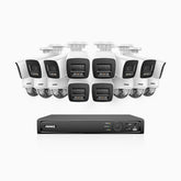 H800 - 4K 16 Channel PoE Security System with 10 Bullet & 6 Dome (IK10) Cameras, Vandal-Resistant, Human & Vehicle Detection, Color & IR Night Vision, Built-in Mic, RTSP Supported